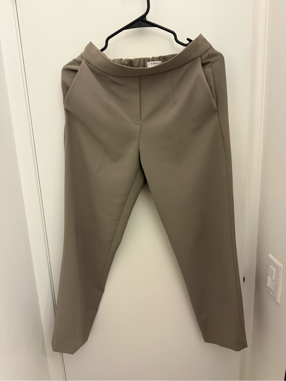 Aritzia Taupe Straight-Leg Trousers